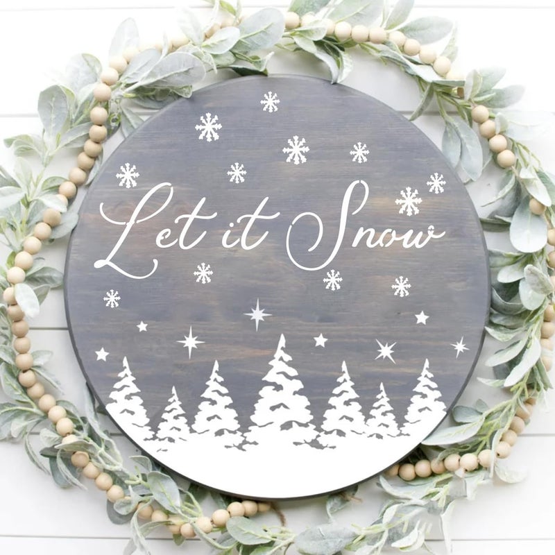 SUNVERSE Christmas Stencils for Painting on Wood 12" Christmas Stencils for Crafts Reusable Xmas Holiday Stencil for Door Mats Round Hanger Fabrics Decor - Image 4